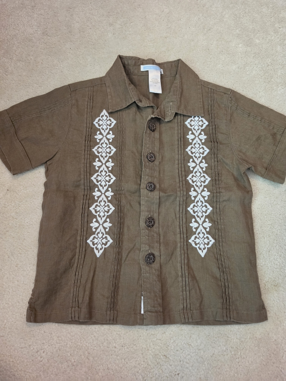 Janie and Jack Brown Linen Button-Up Shirt